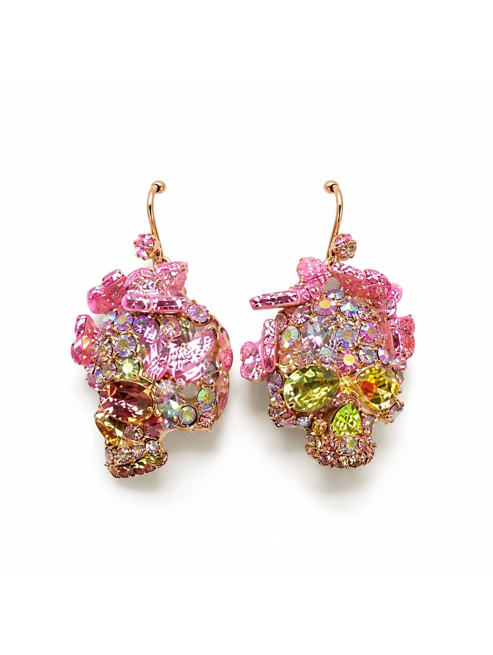 Betsey Johnson Pink Skull Dangle Earrings